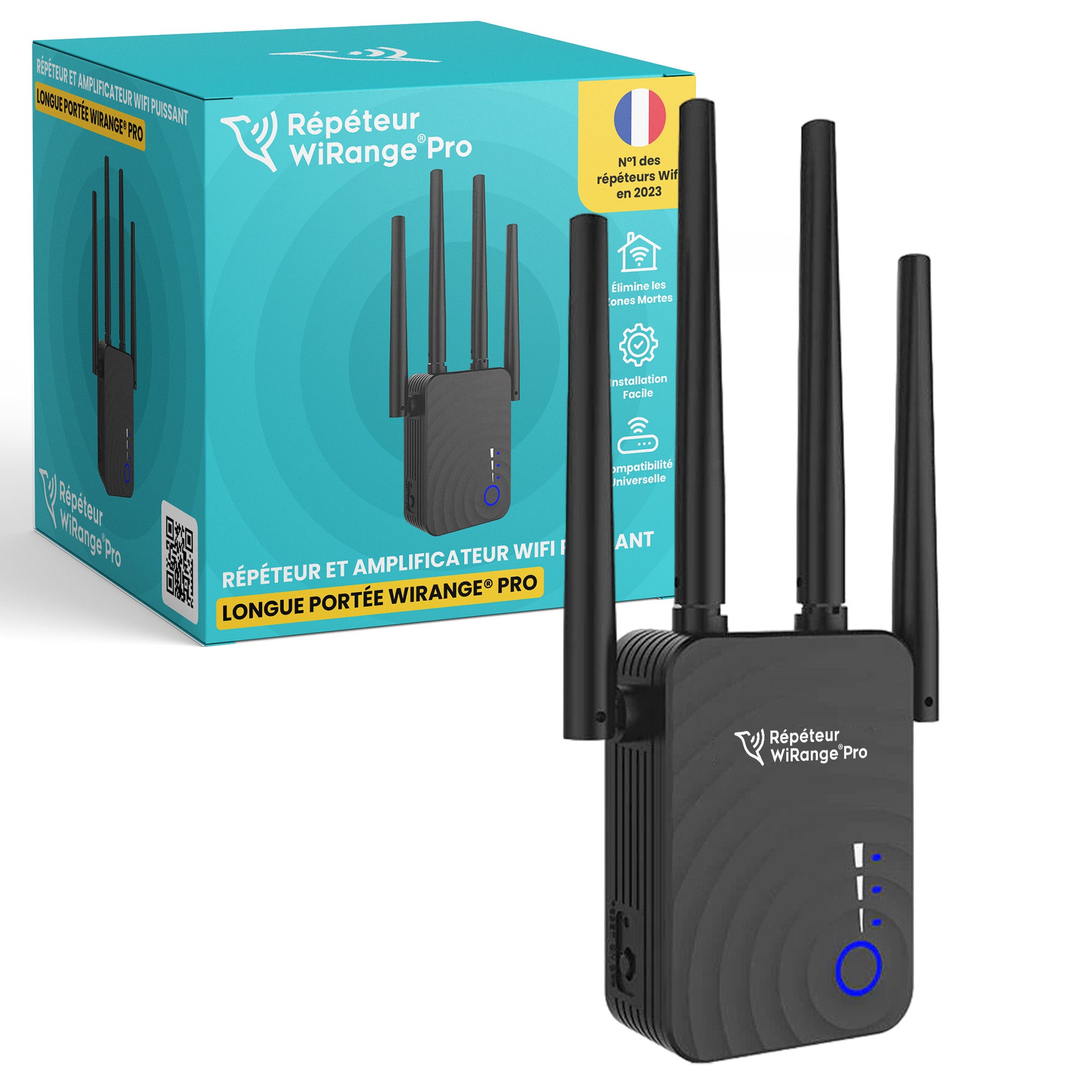 Répéteur WiFi Puissant 300Mbps Amplificateur de portée WiFi, WiFi Range  Extender avec Port Ethernet, WiFi Extender avec WPS, Compatible avec Tous  Les