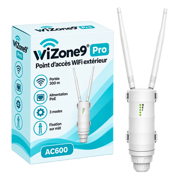 WiZone9® Pro AC600 à 2 antennes et sa boîte